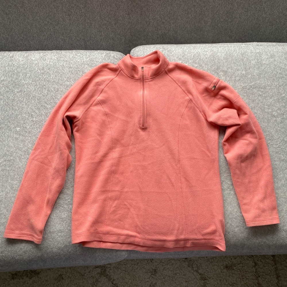LL Bean Salmon Quarter-Zip Lightweight Fleece Pullover